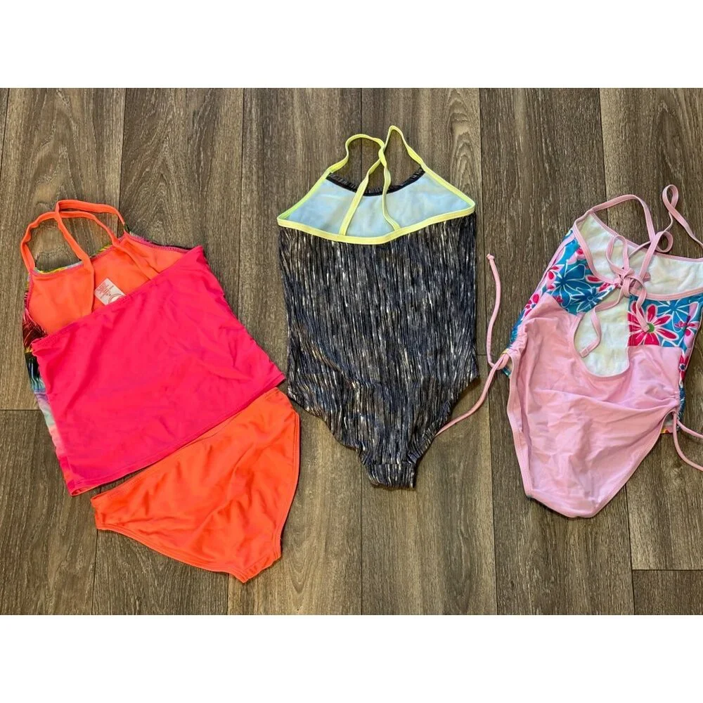 GIRLS SUMMER LOT SWIMWEAR SIZE 7-8 MULTICOLORED SWIMSET ONE PIECE - Picture 5 of 7